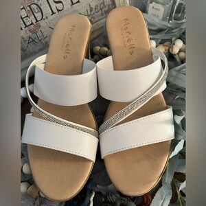 MARIELLA FAUX ESPRIDRILLE WEDGE SLIDE SANDALS SIZE 9.5m